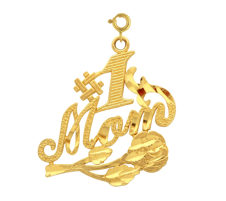 14k Yellow Gold #1 Mom Charm