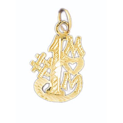 14k Yellow Gold #1 Mom Charm