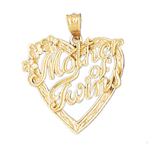 14k Yellow Gold Mother of Twins Charm