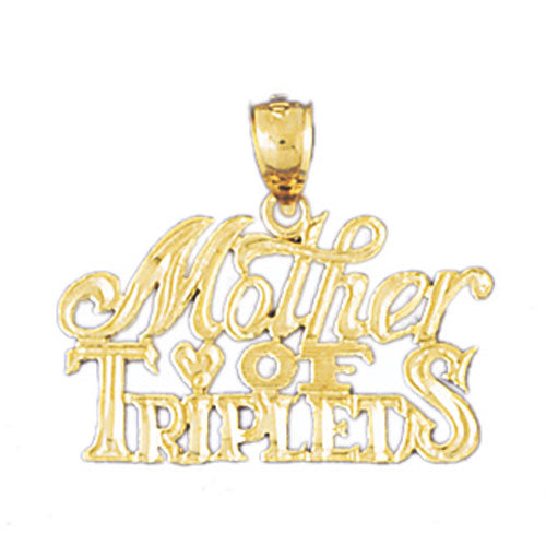 14k Yellow Gold Mother of Triplets Charm