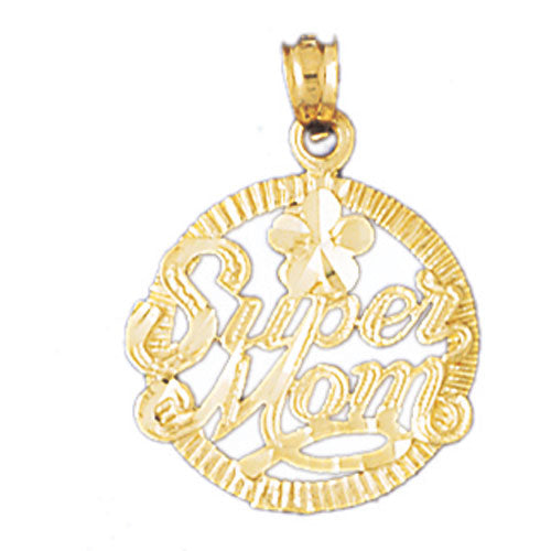 14k Yellow Gold Super Mom Charm