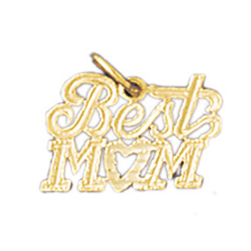 14k Yellow Gold Best Mom Charm