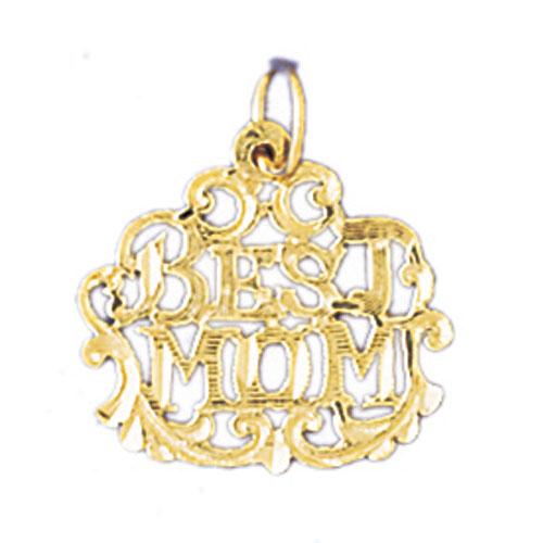 14k Yellow Gold Best Mom Charm