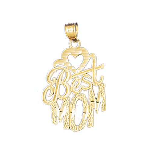 14k Yellow Gold Best Mom Charm