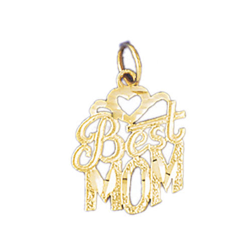 14k Yellow Gold Best Mom Charm