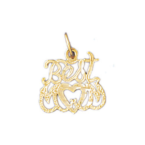 14k Yellow Gold Best Mom Charm