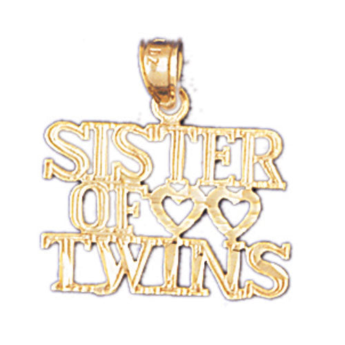 14k Yellow Gold Sister of Twins Charm