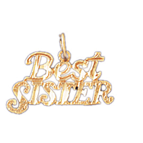 14k Yellow Gold Best Sister Charm