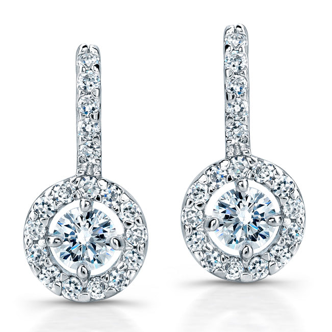 Sterling Silver Rhodium Plated and CZ Halo Earrings