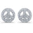 Sterling Silver Rhodium Plated and CZ Peace Stud Earrings