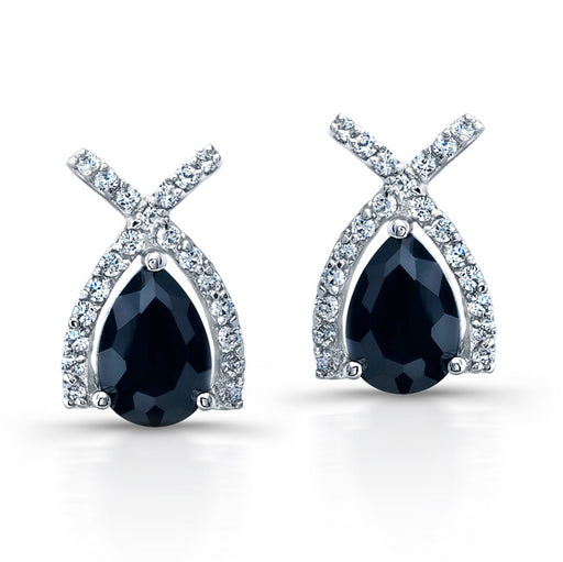 Sterling Silver Rhodium Plated with Black CZ Earrings