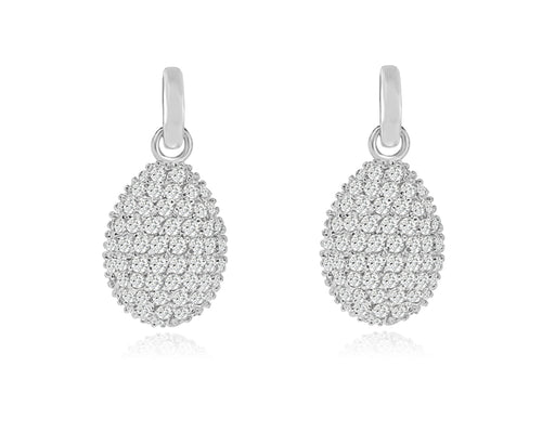 Sterling Silver Rhodium Plated and CZ Dangle Teardrop Earrings