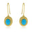 Sterling Silver Gold Plated with Simulated Turquoise Dangle Earrings