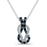 Sterling Silver Rhodium Plated and Black CZ Knot Necklace