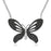 Sterling Silver Rhodium Plated with Black and White Cz Butterfly Necklace