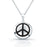 Sterling Silver Rhodium Plated with Enameled Peace Necklace
