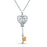 Sterling Silver Rhodium Plated and CZ Key & Heart CZ Necklace
