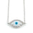 Sterling Silver Rhodium Plated and CZ Evil Eye Necklace