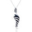Sterling Silver Rhodium Plated with Black Enameled and White Swirl Horn Necklace