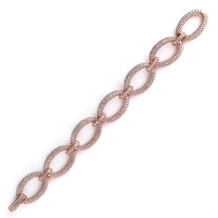 Sterling Silver Rhodium Plated and micro-pave CZ Link Bracelet