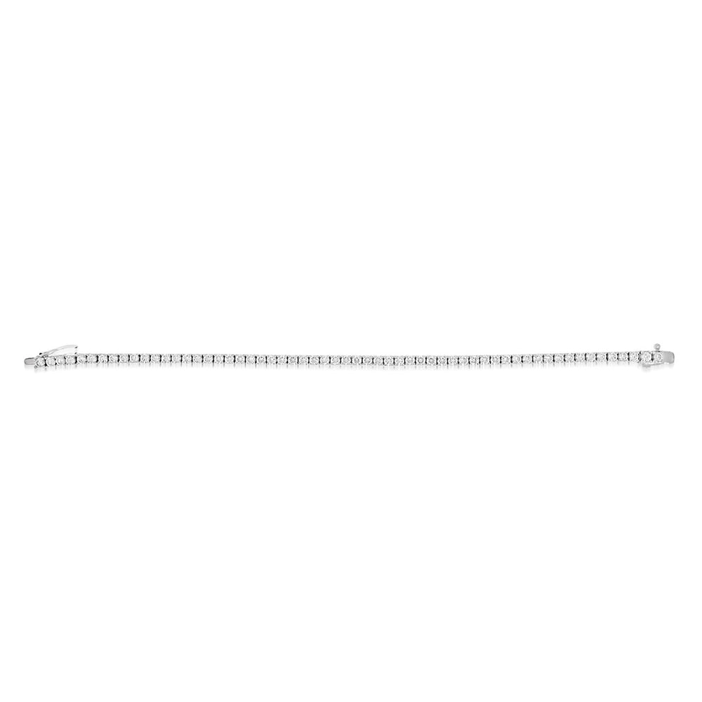 Sterling Silver Rhodium Plated and CZ Tennis Bracelet with safety clasp
