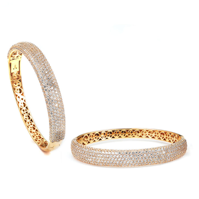 Sterling Silver Rhodium Plated and micro-pave CZ Bangle