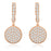 Sterling Silver Rhodium Plated and CZ Flat Round Disc Dangle Earrings