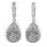 Sterling Silver Rhodium Plated and CZ Pear Shape Dangle Earrings