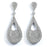 Sterling Silver Rhodium Plated and CZ Pear Shape Dangle Earrings