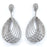 Sterling Silver Rhodium Plated and micro-pave CZ PearShape Dangle Earrings