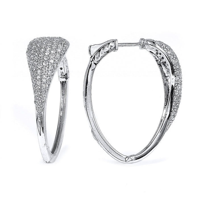 Sterling Silver Gold Plated with CZ Hoop Earrings