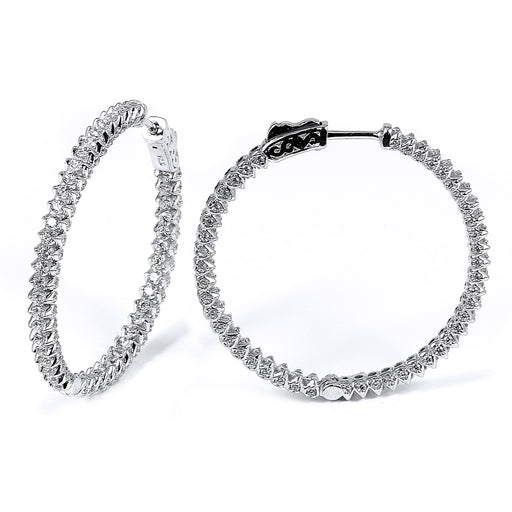Sterling Silver Rhodium Plated with CZ Hoop Earrings