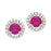 Sterling Silver Rhodium Plated and 5mm Simulated Ruby center stone with CZ Earrings