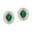 Sterling Silver Rhodium Plated and 8x6mm Simulated Emerald center stone with CZ Earrings