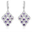 Sterling Silver Rhodium Plated and 3mm Simulated Gemstone with CZ Earrings
