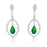 Sterling Silver Rhodium Plated with Simulated Gemstone center stone with CZ Dangle Earrings