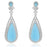 Sterling Silver Rhodium Plated and Simulated Gemstone Dangle Earrings