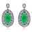 Sterling Silver Black Rhodium with Simulated Emerald and CZ Chandelier Earrings