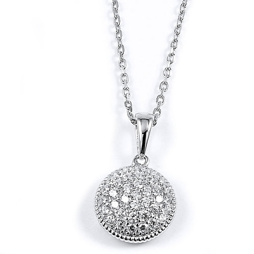 Sterling Silver Rhodium Plated and micro-pave CZ Cushion Necklace