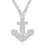 Sterling Silver Rhodium Plated and CZ dainty Anchor Necklace