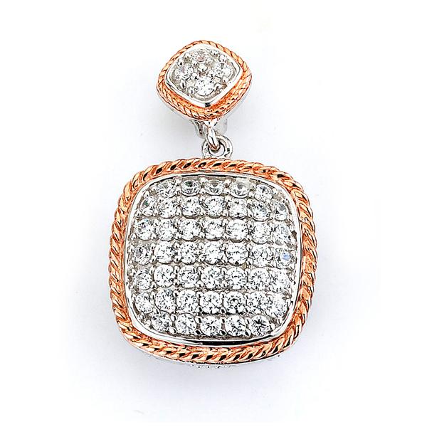 Sterling Silver and micro-pave CZ Cushion Pendant