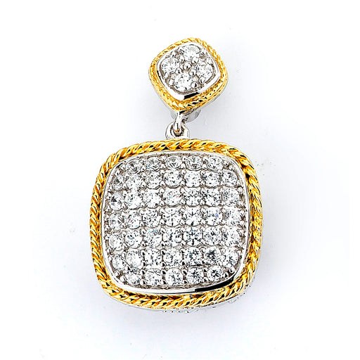 Sterling Silver and micro-pave CZ Cushion Pendant