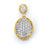 Sterling Silver Rhodium Plated and micro-pave CZ Oval Pendant