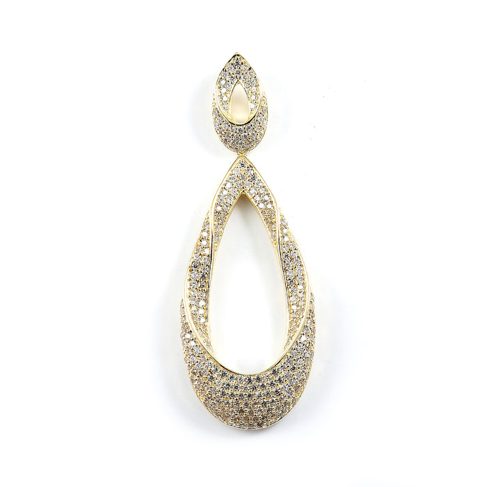 Sterling Silver Rhodium Plated and micro-pave CZ Teardrop Pendant