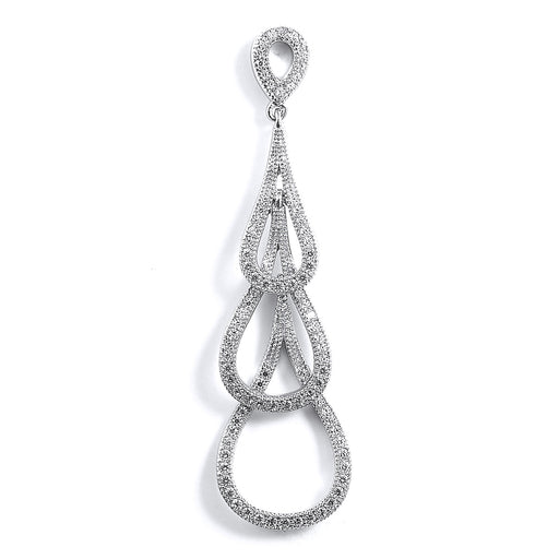 Sterling Silver Rhodium Plated and CZ Triple Teardrop Pendant