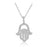 Sterling Silver Rhodium Plated and CZ Chamsah Pendant