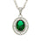 Sterling Silver Rhodium Plated and Simulated Emerald center stone with CZ Pendant