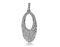 Sterling Silver Rhodium Plated and CZ Drop Oval Pendant
