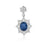 Sterling Silver Rhodium Plated and center Simulated Gemstone with CZ Pendant