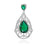 Sterling Silver Rhodium Plated and Simulated Emerald stone with CZ Pendant